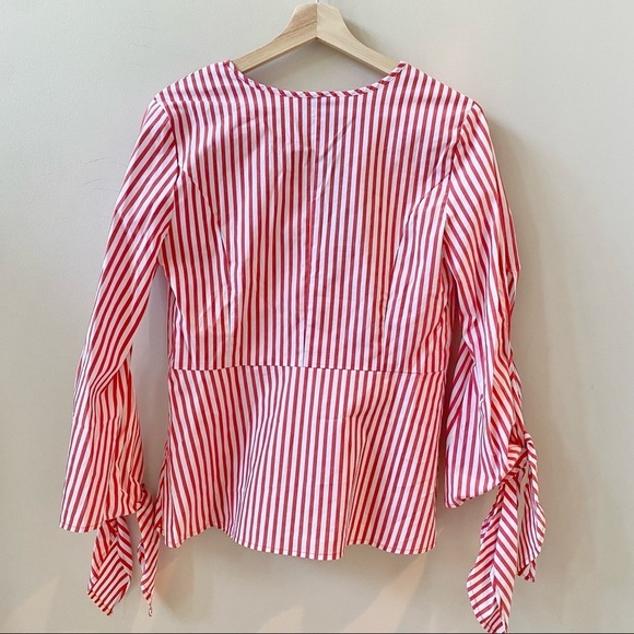 Universal Standard For J. Crew Striped Blouse Red & White NWT XS - Picture 4 of 9